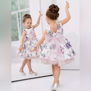 Floral Kids Dress with Pink Accents